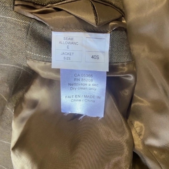 Mens Blazer Windowpane Brown White Check 40S Double Vent Worsted Wool Coat - Picture 8 of 9